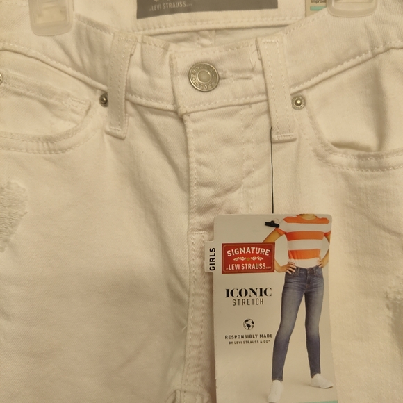 Levi's Girls Sz 8 Skinny Distressed White Jeans NWT - Picture 2 of 4